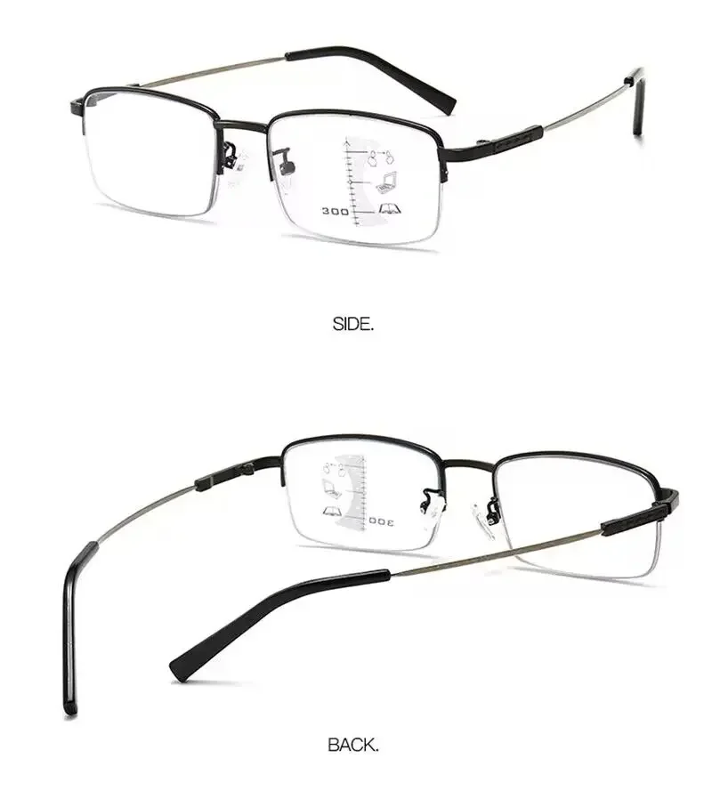 Titan Legierung Progressive Photochrome Lesebrille Frauen Männer Multifokale Anti Blau Licht Myopie Gläser Flexible Tempel – Detail 10