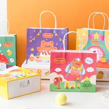 

4 PCS Bear Rabbit Handbag Lovely Environmental Protection Paper Bags Children Gift Bag Shopping Bag Storage Bag