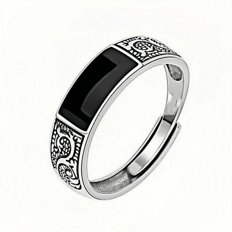 Finger ring Vintage Ethnic Minimalist Dragon Pattern Adjustable Men's Party Accessory Jewelry Gift
