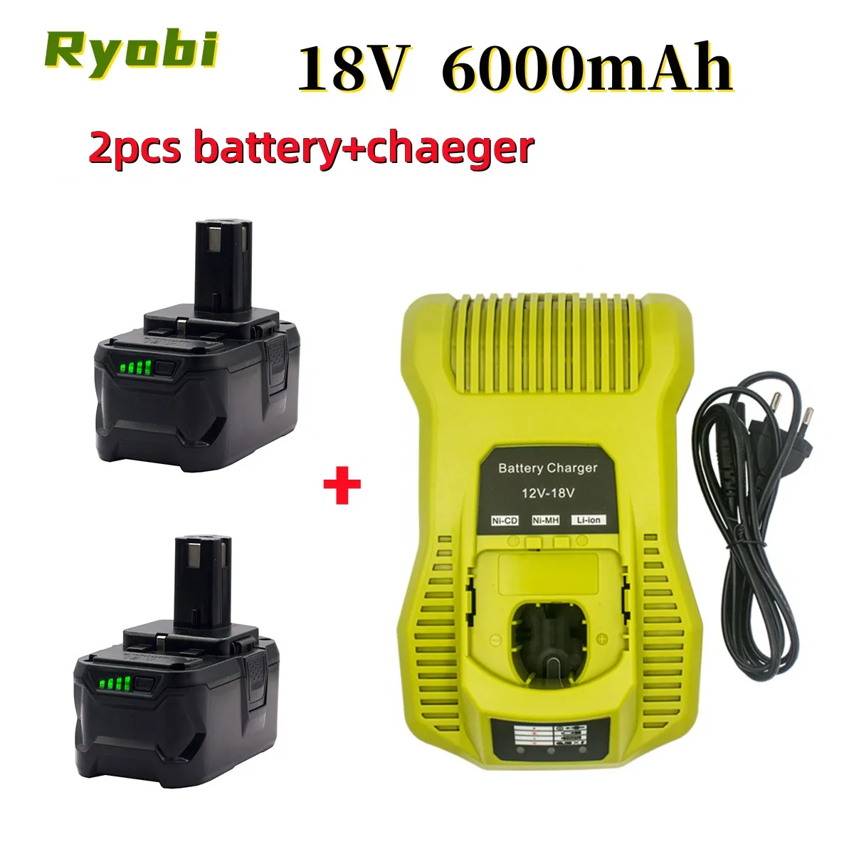 

Сменный беспроводной Электроинструмент Ryobi ONE18V BPL1820 P108 P109 P106 RB18L50 RB18L40 литий-ионный Аккумулятор 6000 мАч