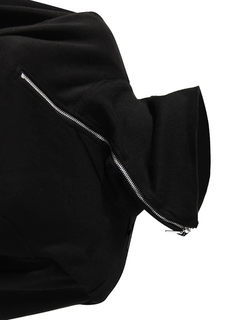 Irregular hoodie with side zippers