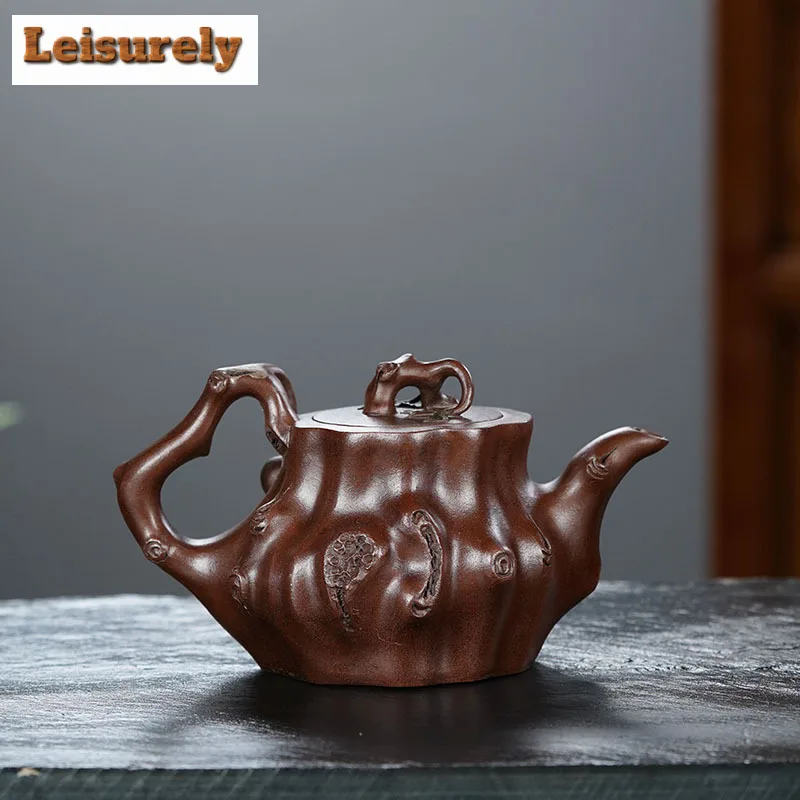 380ml Luxury Yixing Purple Clay Teapots Handmade Peach Tree Stake Pot Raw Ore Purple Mud Kettle With Filter Zisha Tea Set Cafes