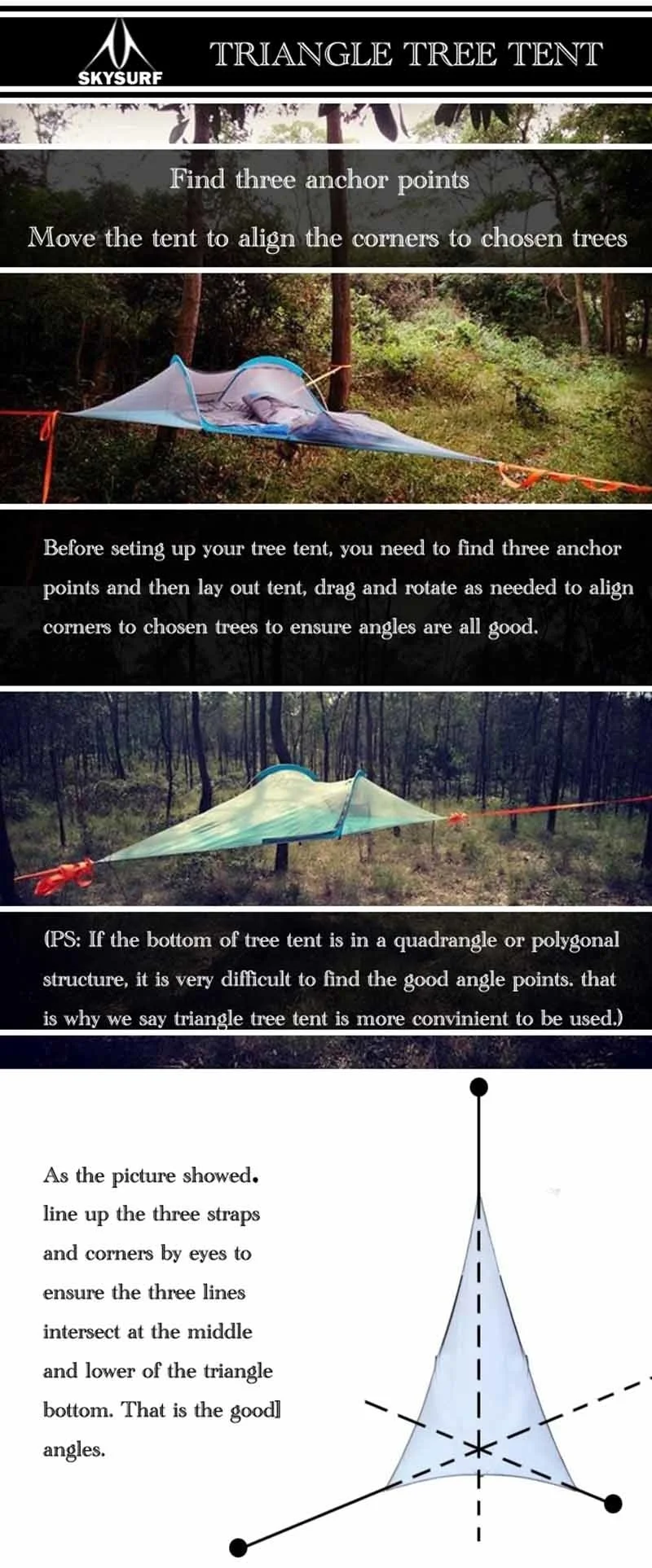 Single Person Hiking Traveling Tree Tent Outdoor Camping Tree Hammock Bed Ultralight Multi-functional Three Trees Hanging Bed