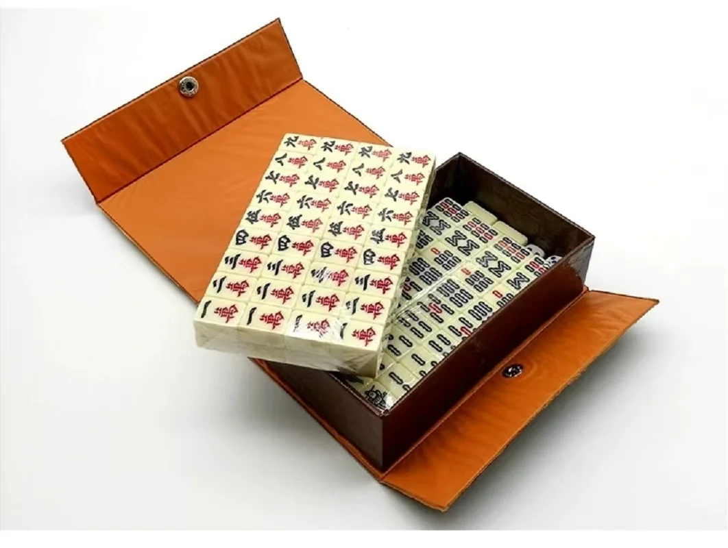Chinese Mahjong Game Set 144 White Engraved Mini Tiles For Family Gathering For Chinese Style Game Play Family Leisure Time