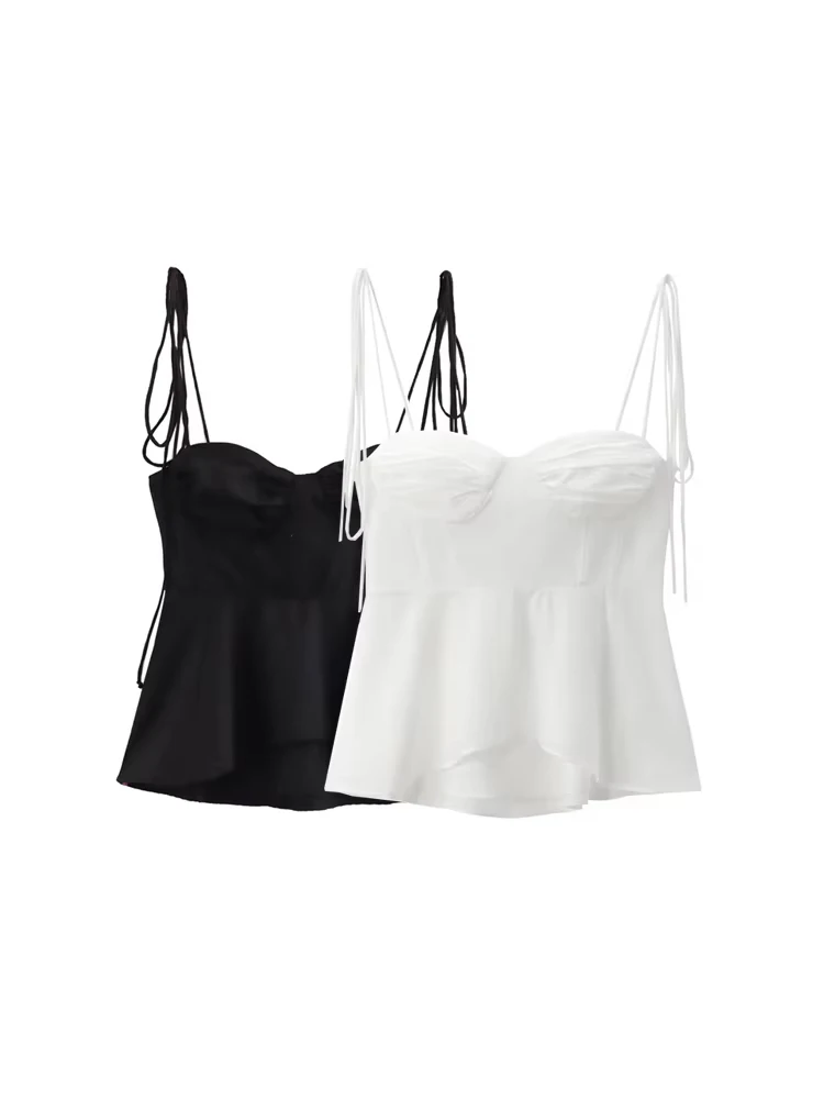 TRZA Asymmetric Bustier Top - Sweetheart Neck with Tied Straps