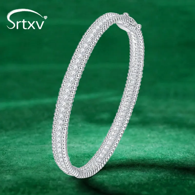 

Real Full 2mm Moissanite Bracelet for Women 925 Sterling Silver Plate 18K Gold Hand Circles Joker Fold Wear Wedding Gift Jewelry