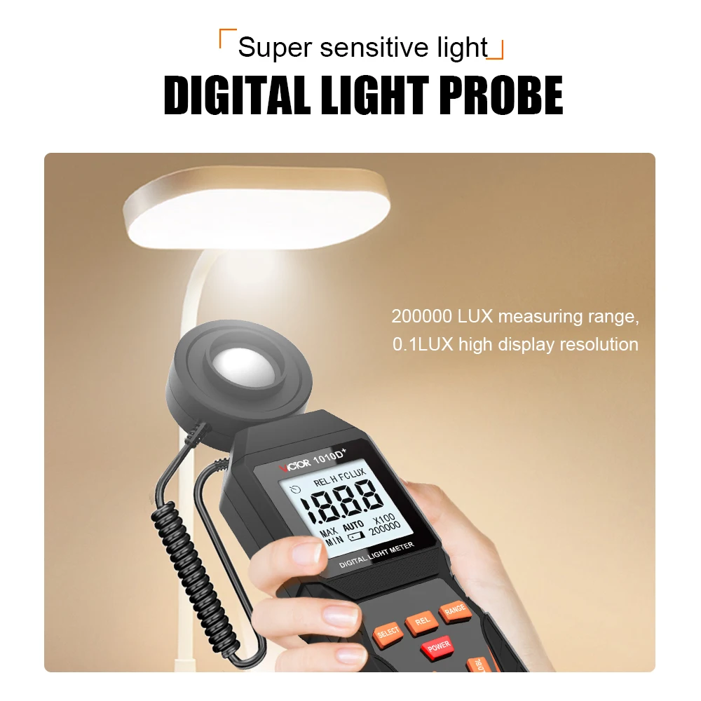 Digital Lux Meter - 0-200,000 Lux Light Meter For Home, Farm & Stage Lighting