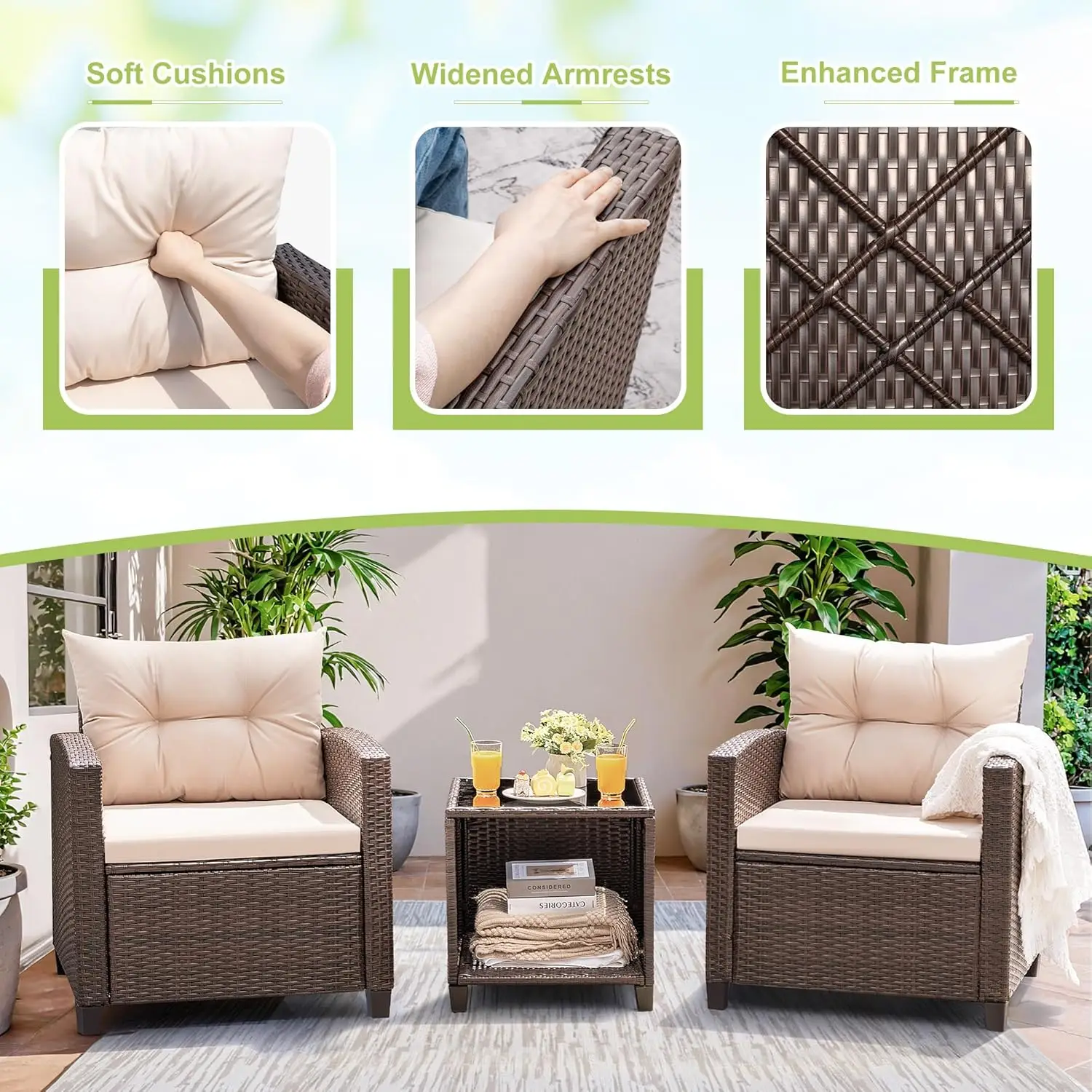 3-Piece PE Rattan Patio Set 4