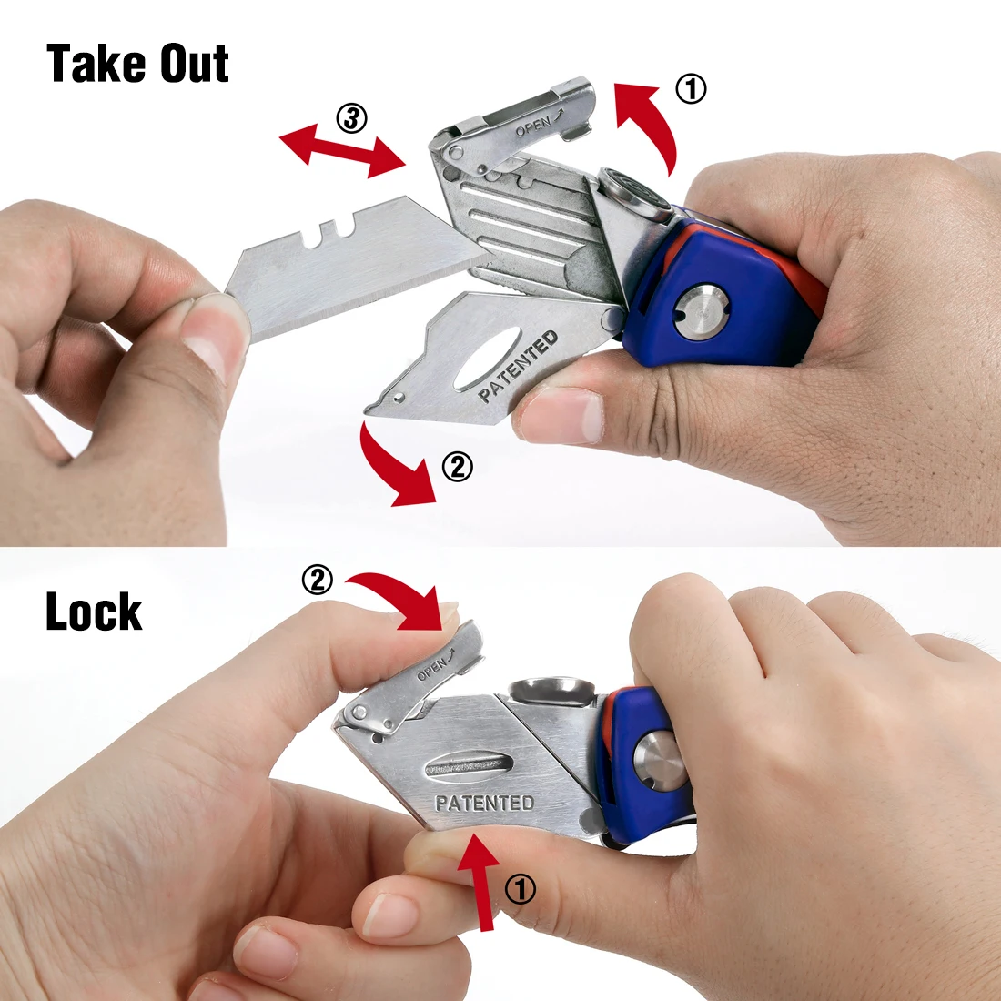 Folding Knife WORKPRO Pipe Cutter Electrician Cable Cutter Safety Security Tool Plastic Handle 5 pcs blades