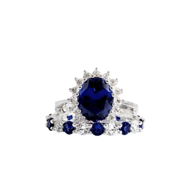 New sapphire ring, niche ladies Internet celebrity jewelry holiday gift