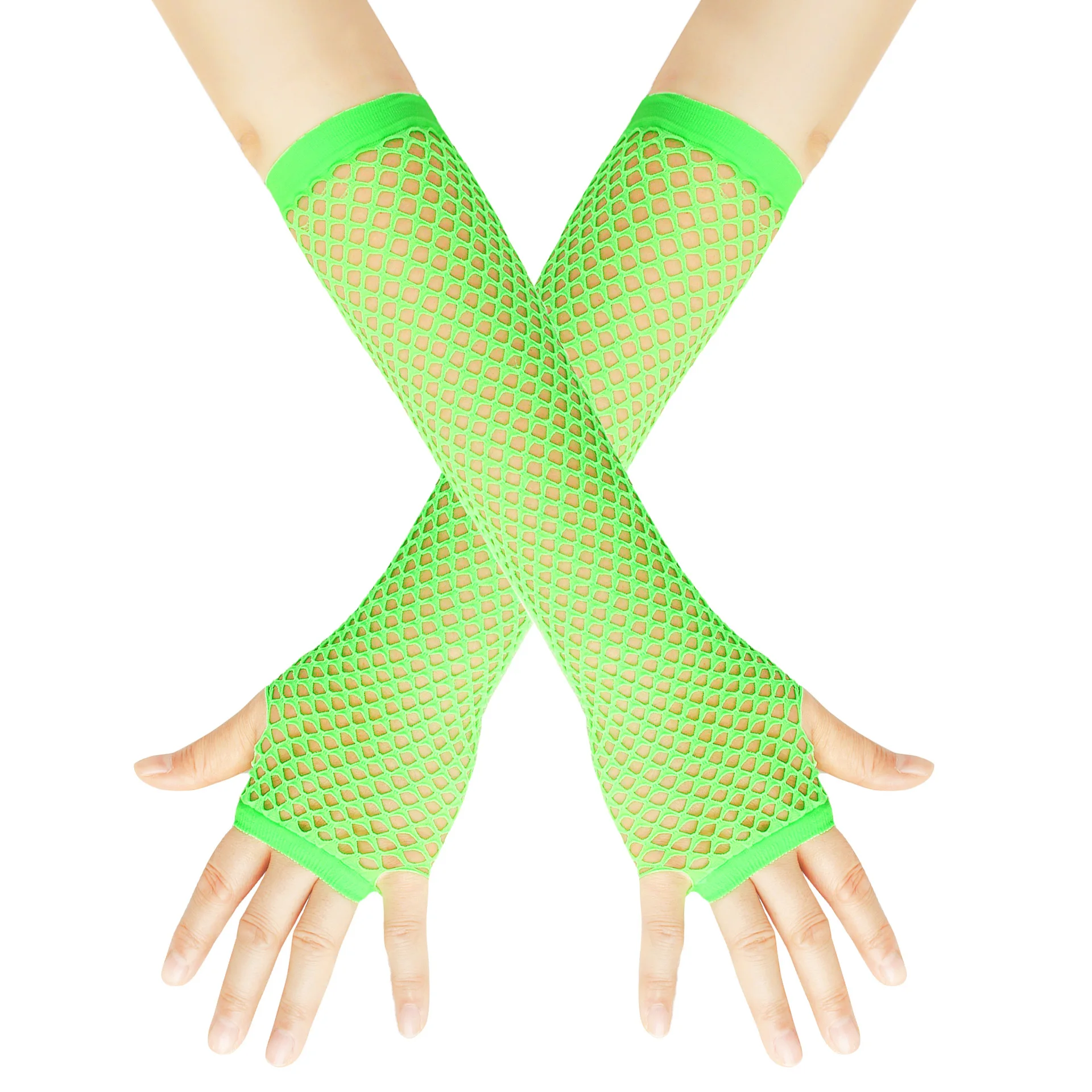 Fishnet Fingerless Gloves Random 2 Pairs, Multiple Colors Stretchy Mesh Arm Warmers, Party Cosplay 2000s Retro Accessories