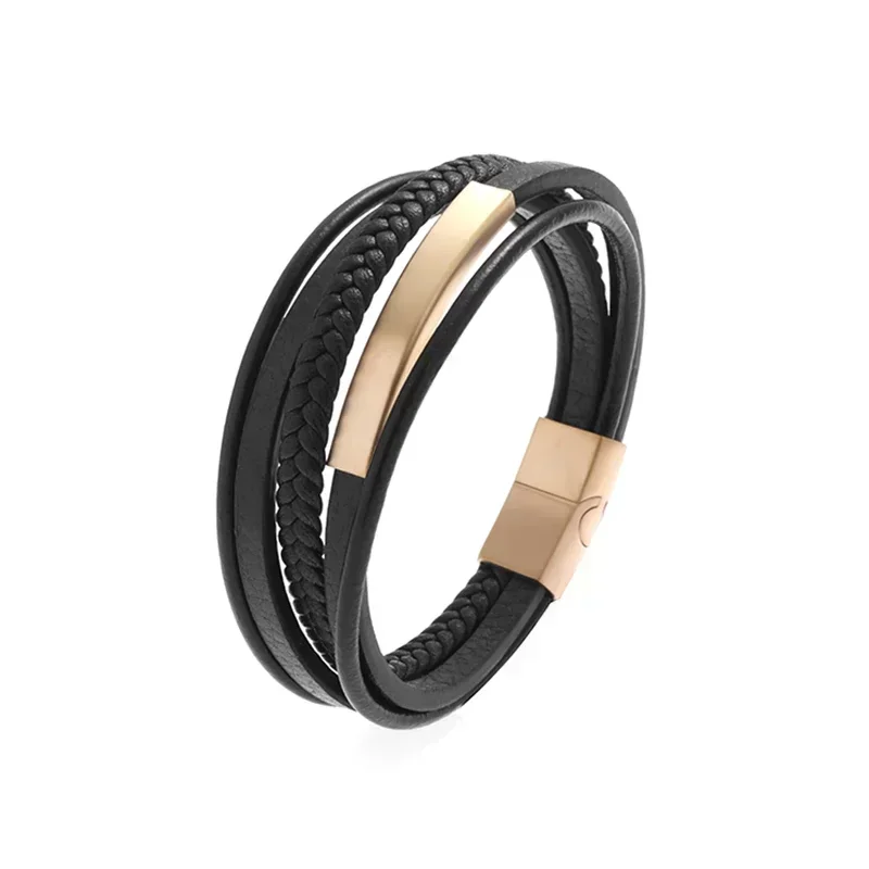 Herren Armband Aus Geflochtenem Leder & Edelstahl Mit Magnetschließe - Modisches Schmuckstück Für Männer & Jungen