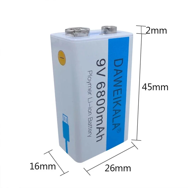 9V 6800mAh li-ion Rechargeable battery Micro USB for Multimeter Microphone Toy Remote Control KTV