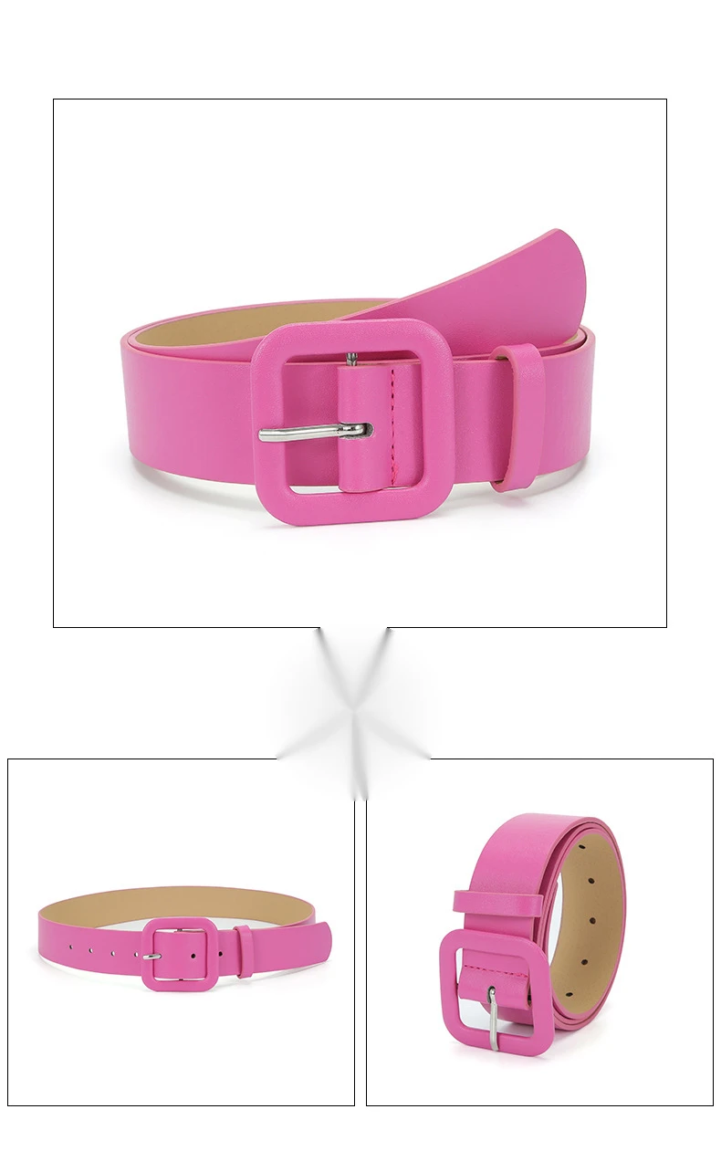 2023 Nuova cintura decorativa color caramello nuova fibbia quadrata Cintura larga per jeans versatili alla moda da donna_voghion.com