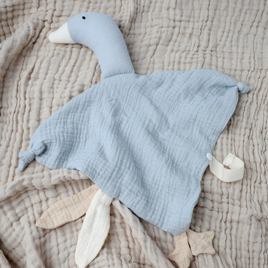 Cotton Muslin Baby Bibs Cute Goose Sleeping Dolls Newborn Soothe Appease Saliva Towel Toddlers Burp Cloth