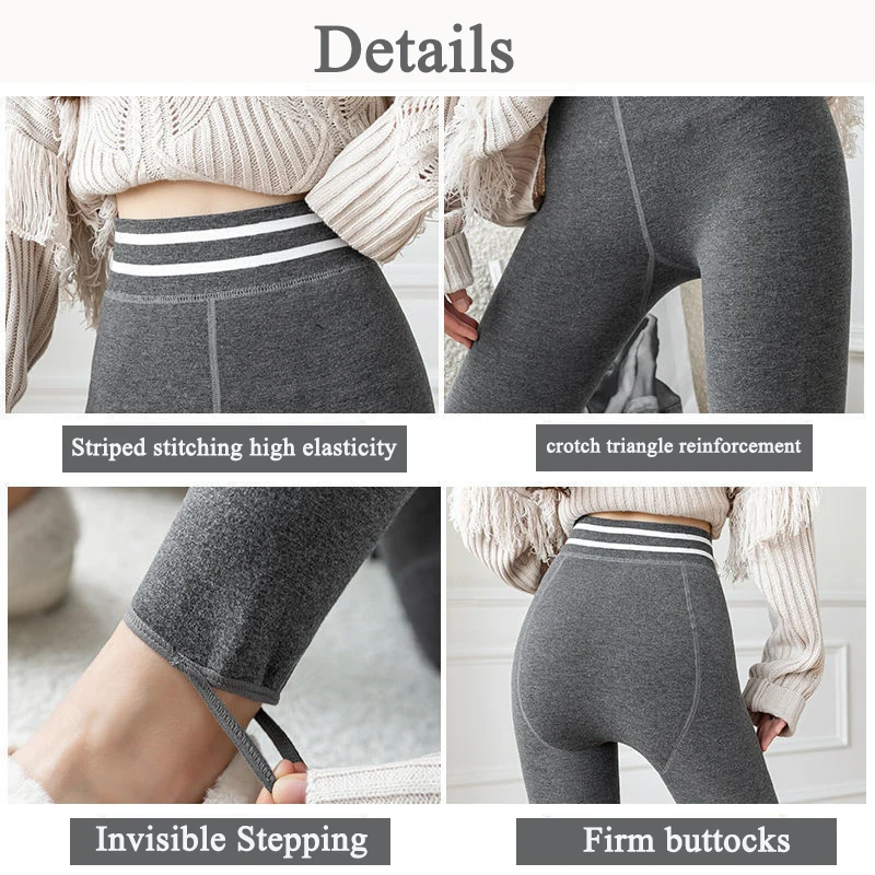 FINETOO Winter Samt Leggings Körper Abnehmen Kalt-beständig Frau  Gestreiften Taille Legging Dehnbar Komfortable Warme Fleece Hosen -  AliExpress