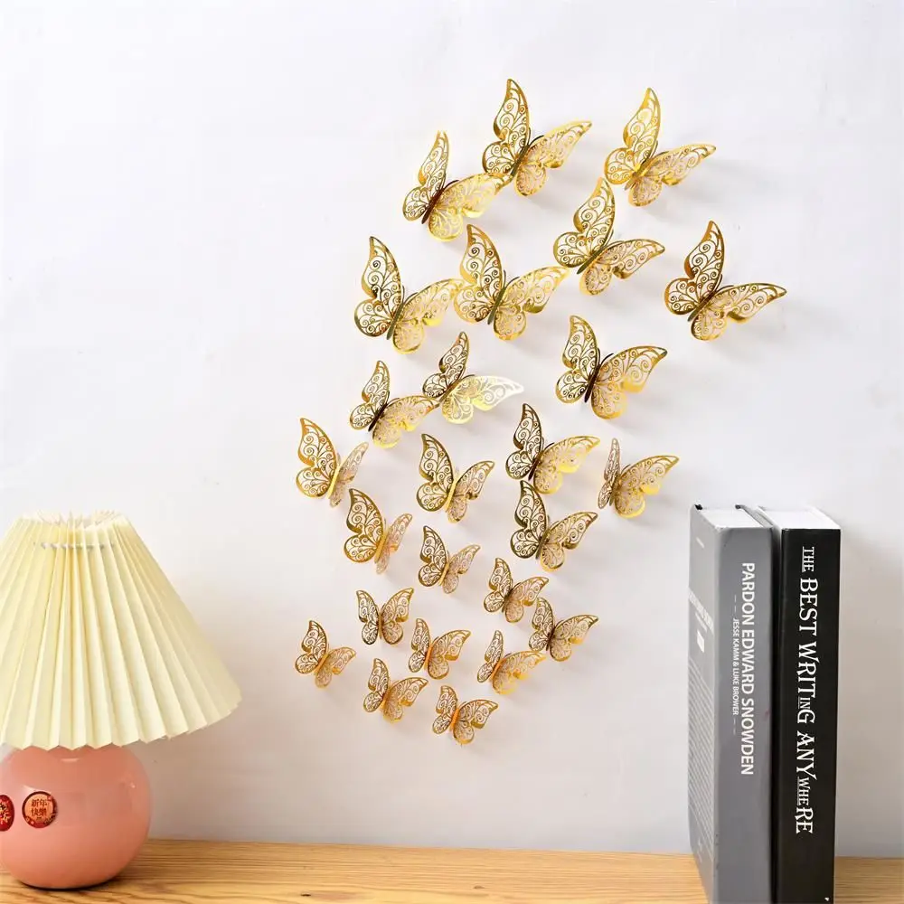 3d Stickers 3d Wall Stickers Butterfly Wall Decor 12Pcs 3D Butterfly Wall Stickers Hollow Butterflies Decals Butterflies Wall Art Decor For Wedding Party Home Decoration Stickers