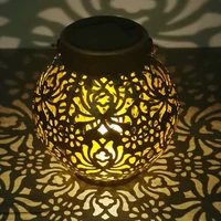 Solar Garden Light Solar Light Metal Lamp Outdoor Solar Hollow-Out Hanging Solar Lantern for Garden Yard Patio Pathway 1