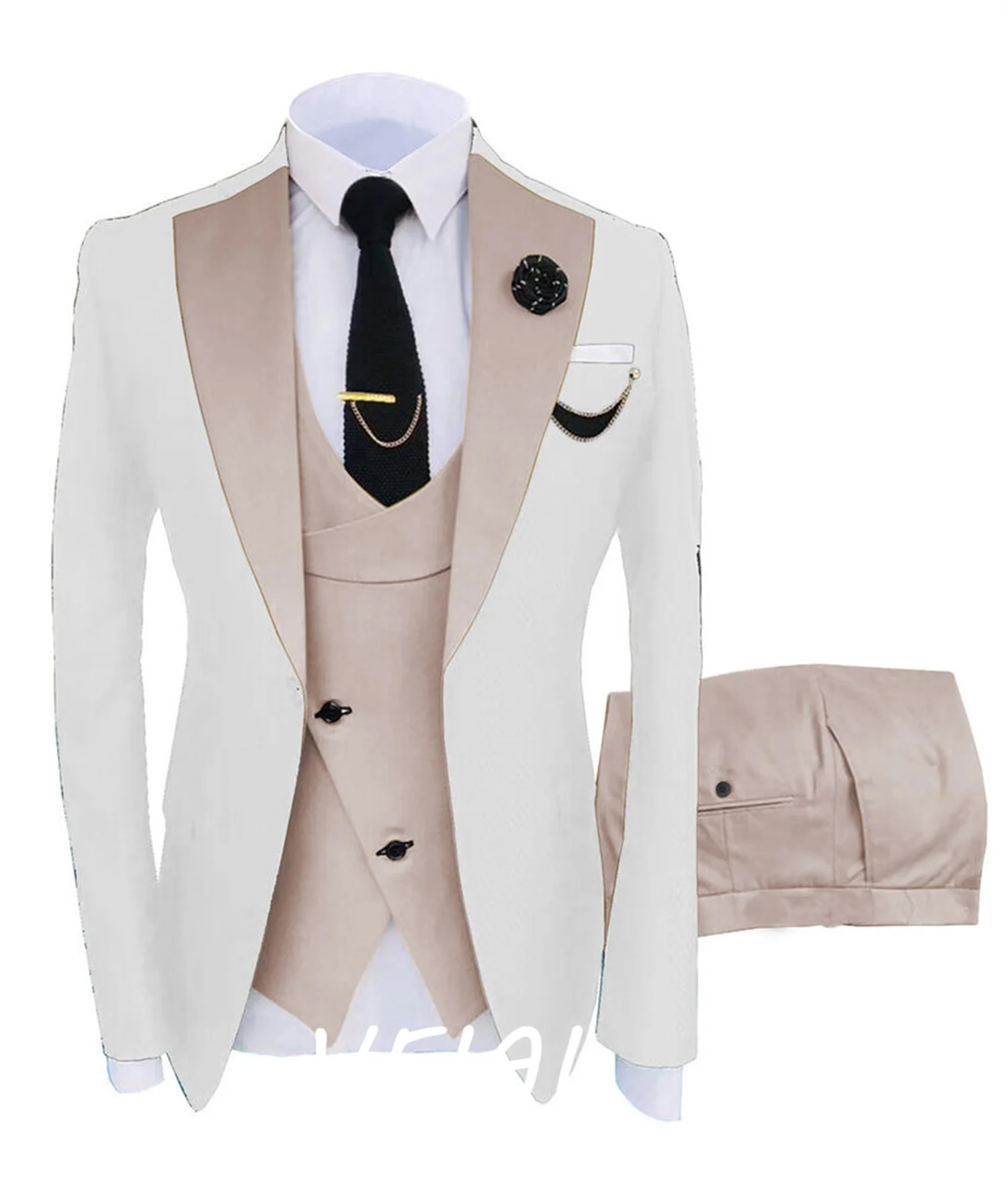 

Suits For Men Casual Business Suit High-end Formal Suit 3 Pcs Set Groom Tuxedo Wedding Coustime Homme Luxe(Coat+Vest+Pants)