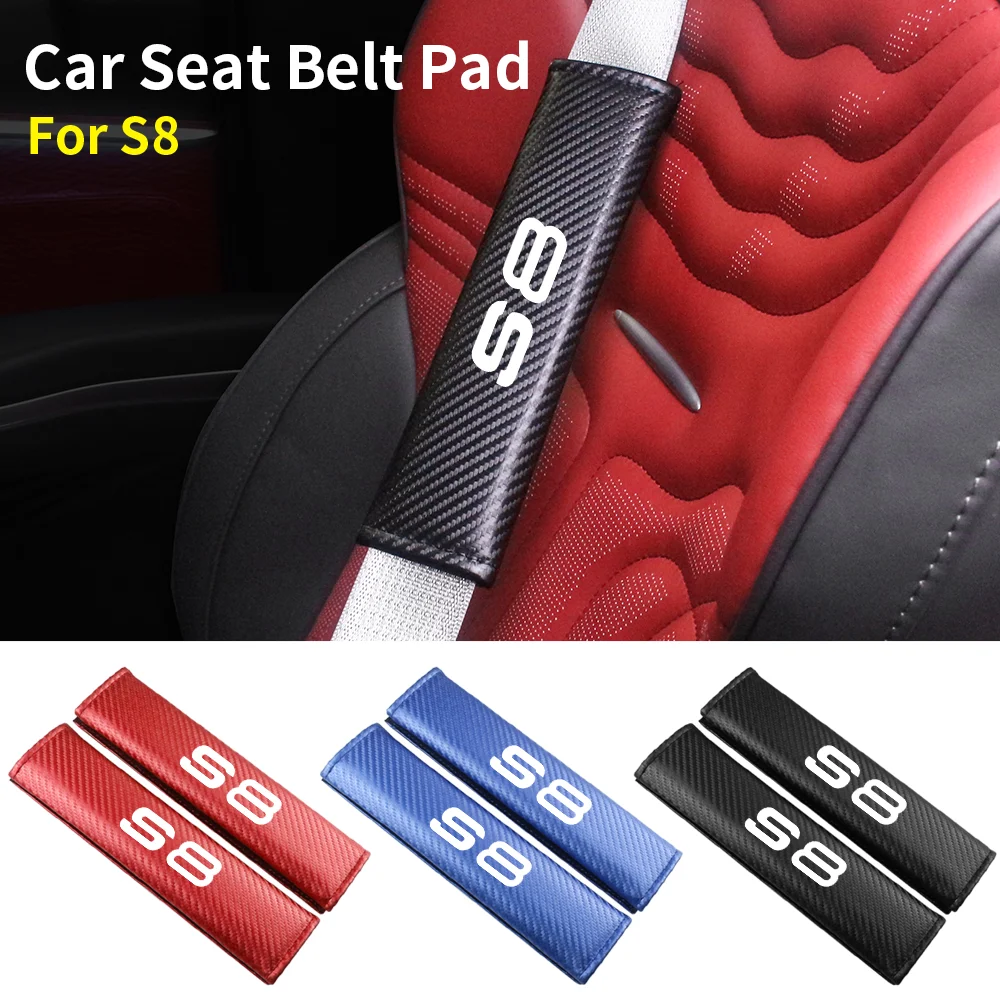 

Carbon Fiber Car Seat Belt Cover Shoulder Pad Protector Cover Safety Belt Padding Pad Cushion For Audi S8 Auto Accessories