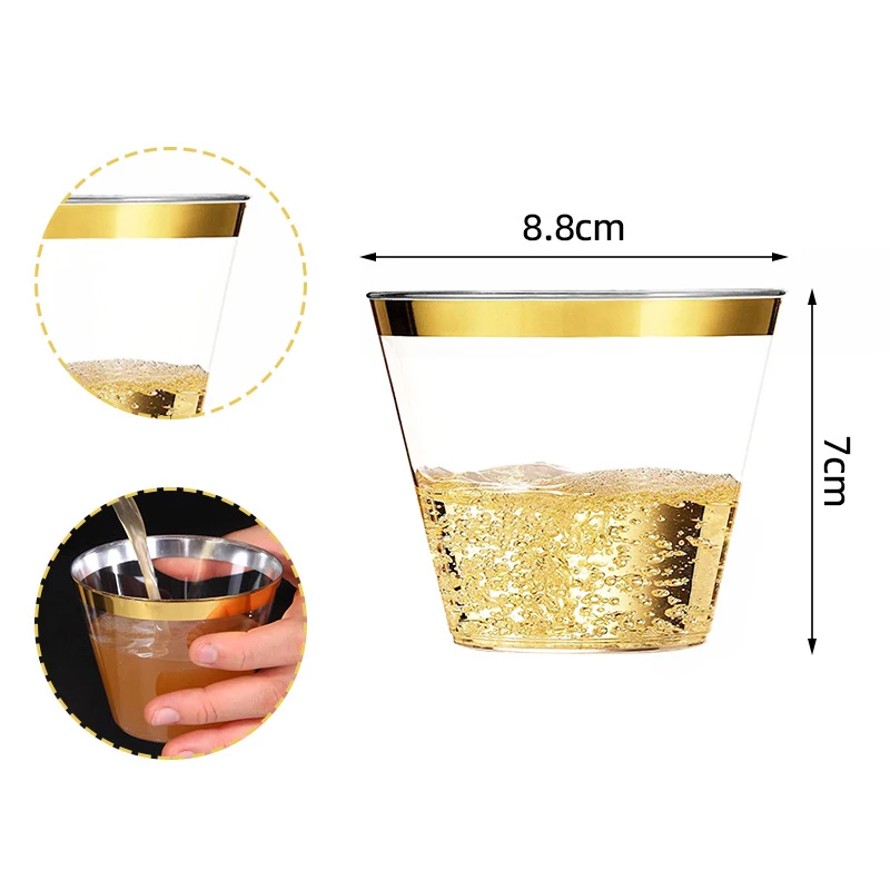 Disposable Cup Plastic Champagne Flutes Gold Silver Clear Plastic Bubble Tea Cup Weddings Party Christmas Supplies