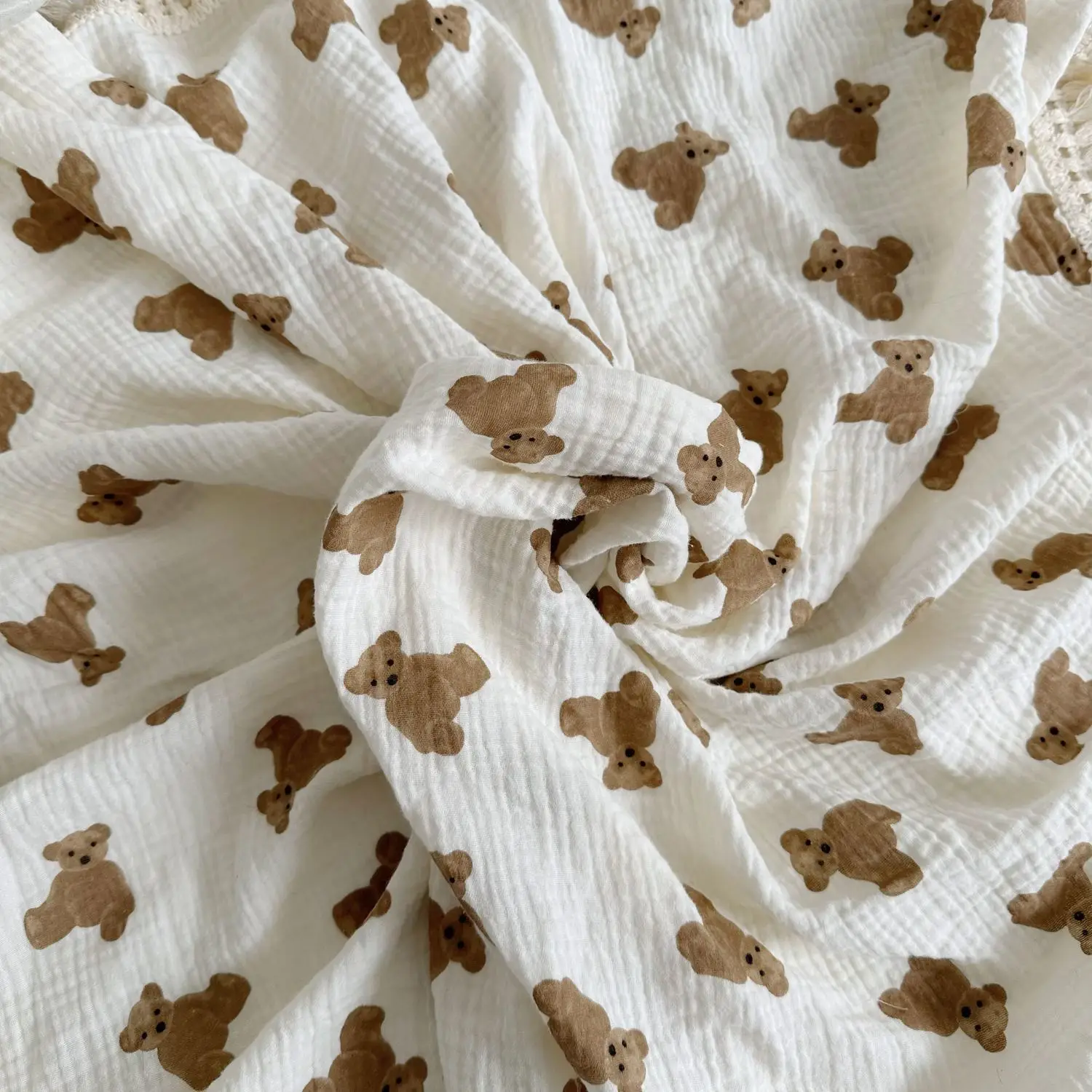 Mantas para bebé con estampado de oso, muselina de algodón para recién nacidos, manta para envolver, ropa de cama para bebés, niñas y niños, manta para dormir, accesorios para bebés_voghion.com