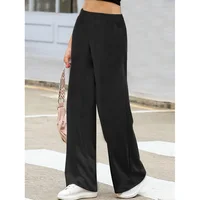  2025 Casual Elegant Wide Leg Trousers Women Solid Black Slimming Breathable Office Daily Pants  - Image 4