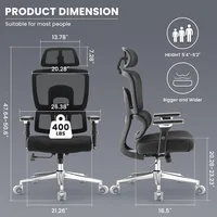 Ergonomic Office Chair, Big and Tall Mesh Chair 400LBS for Home Office&Gaming, High Back Desk Computer Chair with Lumbar Support 2