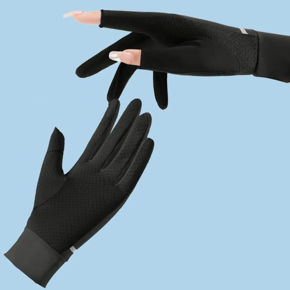 

Riding Summer For Men For Women Driving Touch Screen Sunscreen Mittens Full Finger Gloves Two Fingers Gloves Ice Silk Gloves