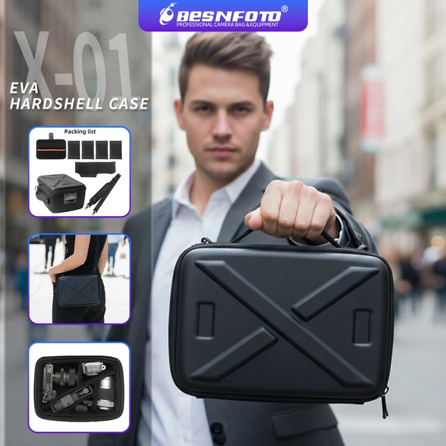 Besnfoto X-01 Hard Shell Waterproof Camera Bag Shockproof Travel Case for DJI Drone DSLR Mirrorless Camera with Custom Dividers