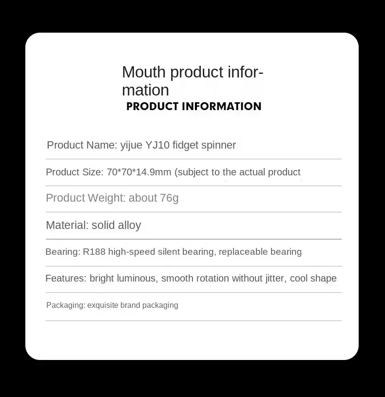 Spinners antiestrés EDC luminosos, Spinner de mano de Metal de aleación, giroscopio noctilucente, juguetes para aliviar el estrés para chico adulto, Caballero oscuro