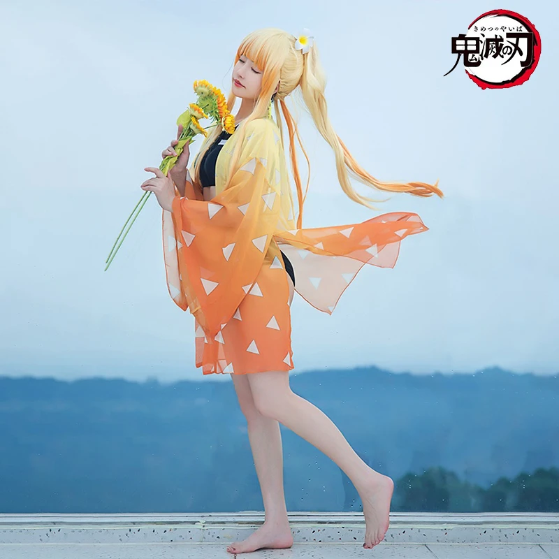 

Купальник из трех предметов для косплея, рассекающий демонов, камадо незуко, Agatsuma Zenitsu