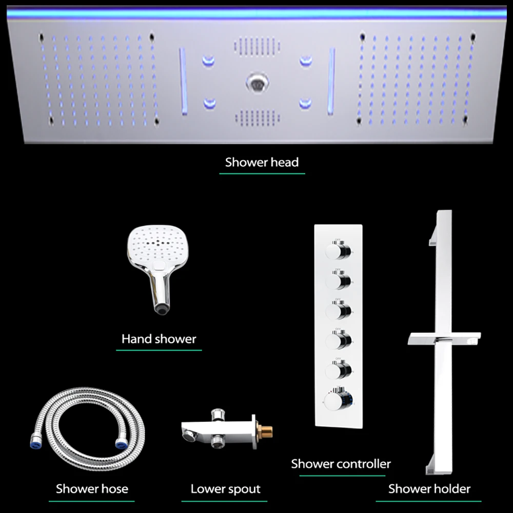 900x300mm 36x12Inches High Quality Ceiling Shower Head Panel Faucet Set Bluetooth Music Constant Temperature Mixer Valve Kit