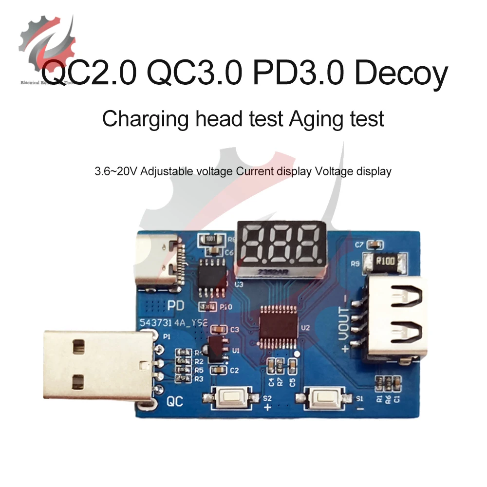 

Type-C USB-C PD3.1 PD2.0 PD3.0 QC2.0 QC3.0 to DC USB Decoy Fast Charge Trigger Poll Detector Charging Module