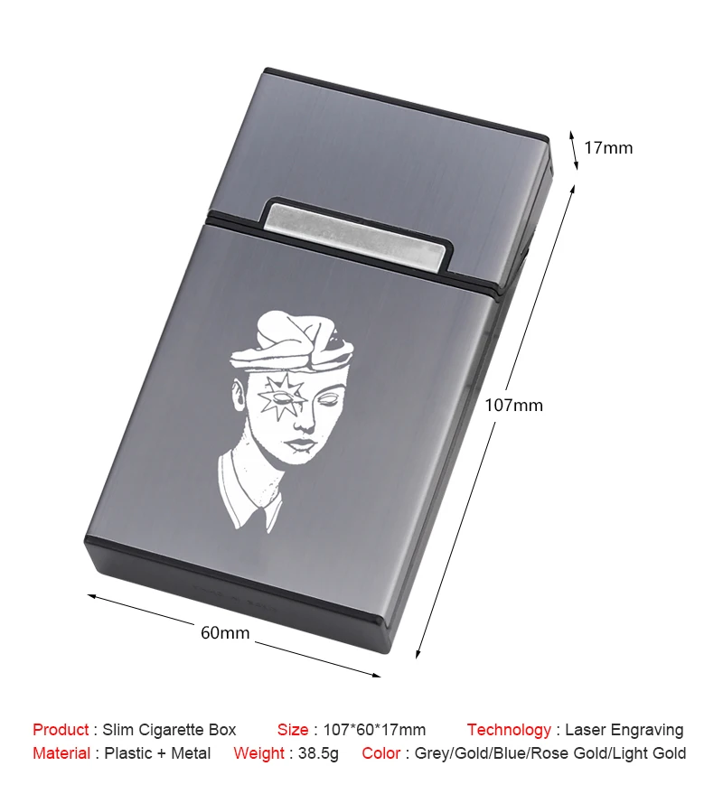 Etui für 20 Slim-Zigaretten, personalisiert mit Foto und Logo, Zigarrenetui, Taschenaufbewahrungsbehälter, Raucherzubehör, Geschenk für Ehefrau/Frau – Detail 1