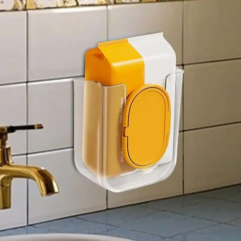 Bathroom Wall Mounted Wet Tissue Storage Box Self-adhesive Paper Towel Holder