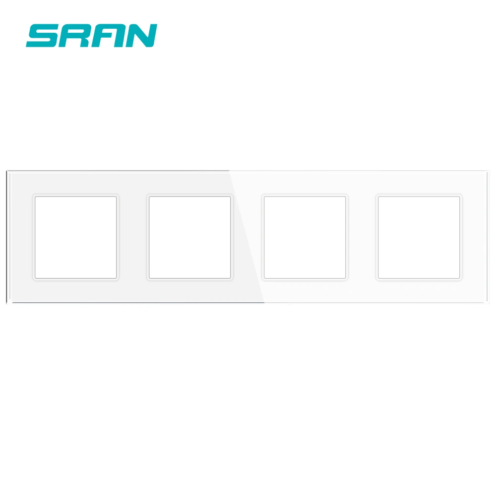 SRAN Blank Panel Without Installing Iron Plate 295mm*82mm 4 frame Tempered Glass Switch Socket Panel for F Series