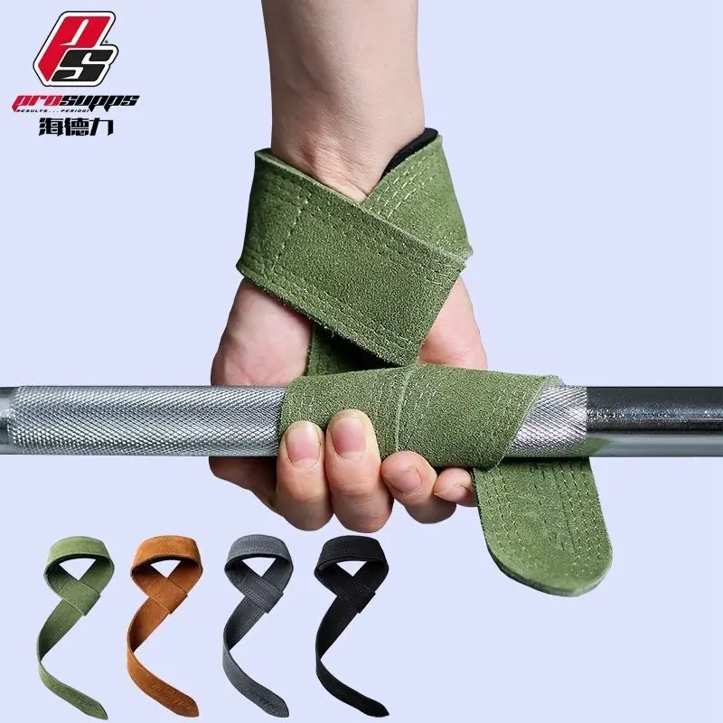Leather Weight lifting Wrist Straps Fitness Bodybuilding Training Gym lifting straps with Non