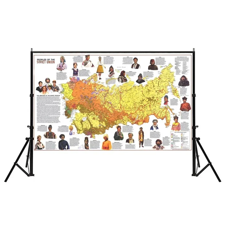 Russia Map of The World People of the Soviet Union 1976 World Map Wall Sticker Poster and Prints for Home Office School Supplies