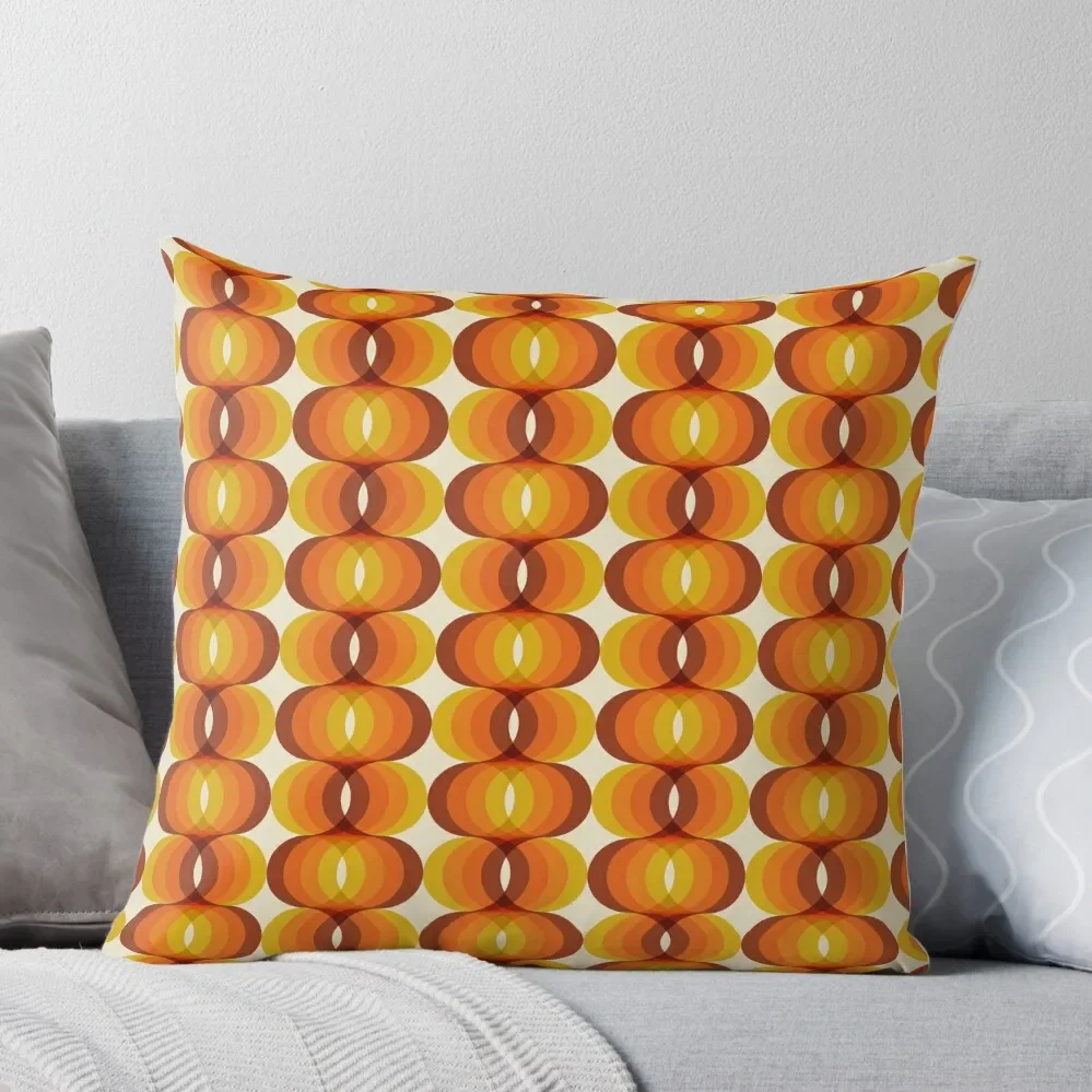 

Orange, Brown, and Ivory Retro 1960s Wavy Pattern Throw Pillow luxury throw pillow covers christmas supplies