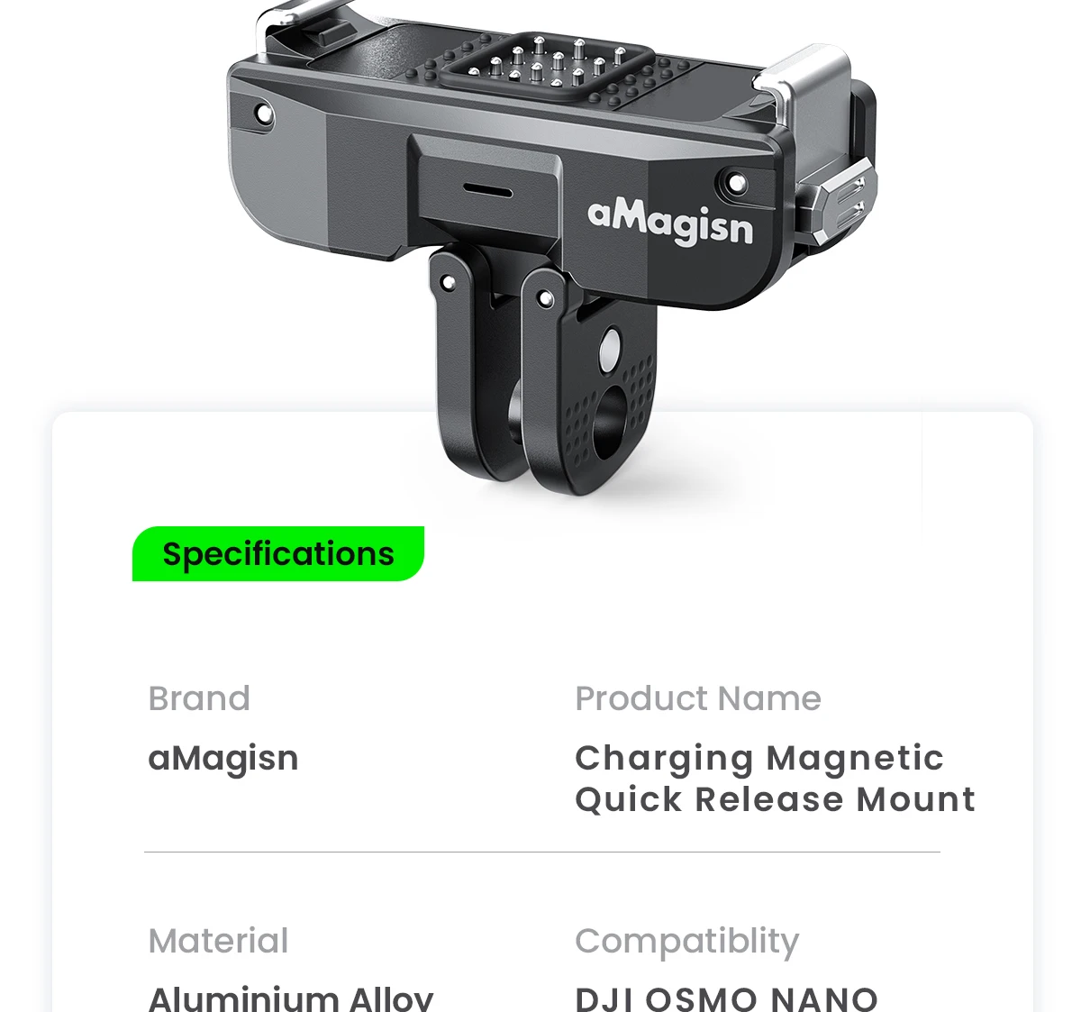 Magnetischer Schnellverschluss-Ladeadapter mit zwei Klauen für DJI OSMO Nano-Zubehör, Dual-Klauen-Schnittstelle – Detail 25