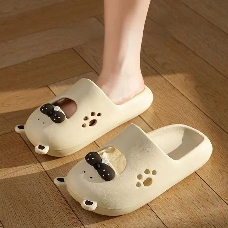 

Шлепанцы женские с мультяшным рисунком, Нескользящие, толстые мягкие, пляжные тапочки для дома и улицы, летние тапочки для пар