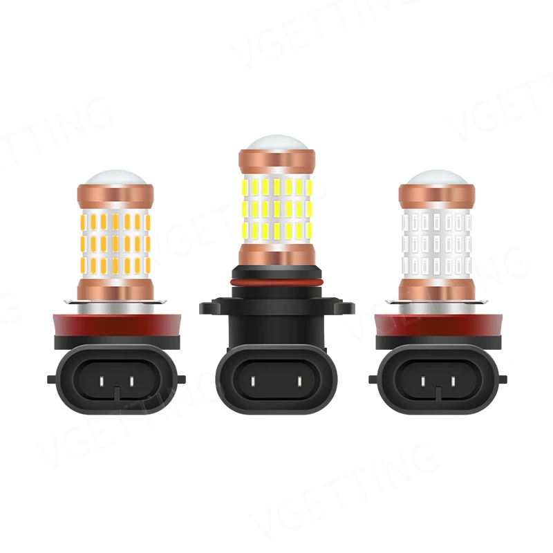 차량용 LED 안개등 방수 안개등 전구, H11, 9006, 12V, 4W, 흰색, 노란색, 빨간색, 범용 자동차 액세서리, 2 개