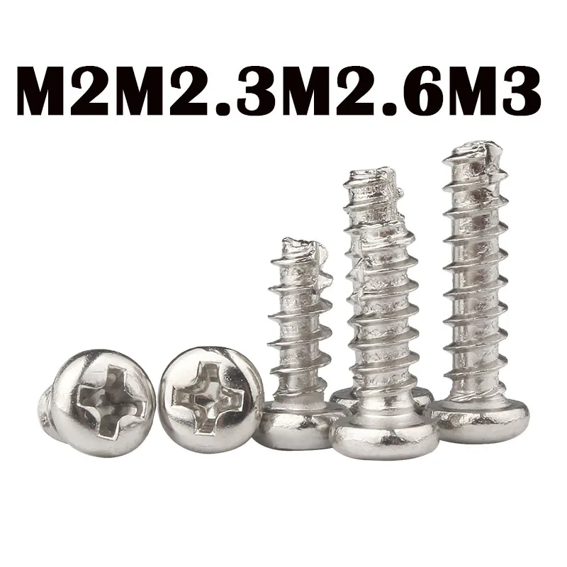 

M2 M2.3 M2.6 M3 304 Stainless Steel Cross Head Cut Tail Tapping Screws