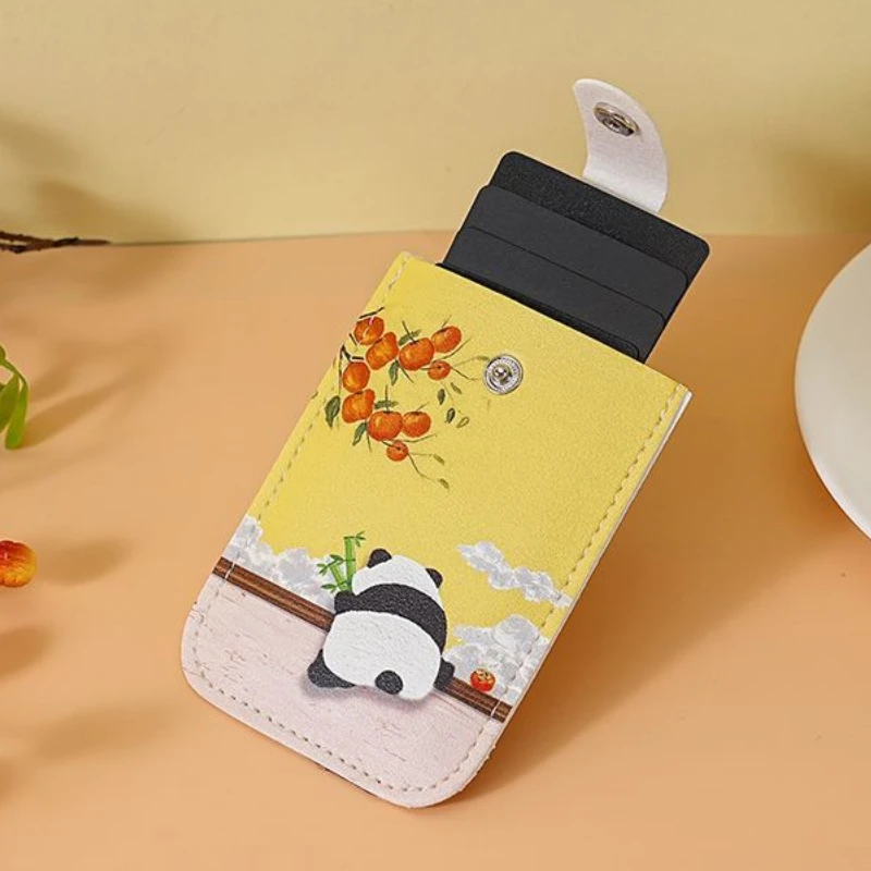 Laminated Concealed Mini Card Wallet RFID Blocking 4 Cards Pockets ID Card Holder Pull-out Type PU Leather Business Card Case