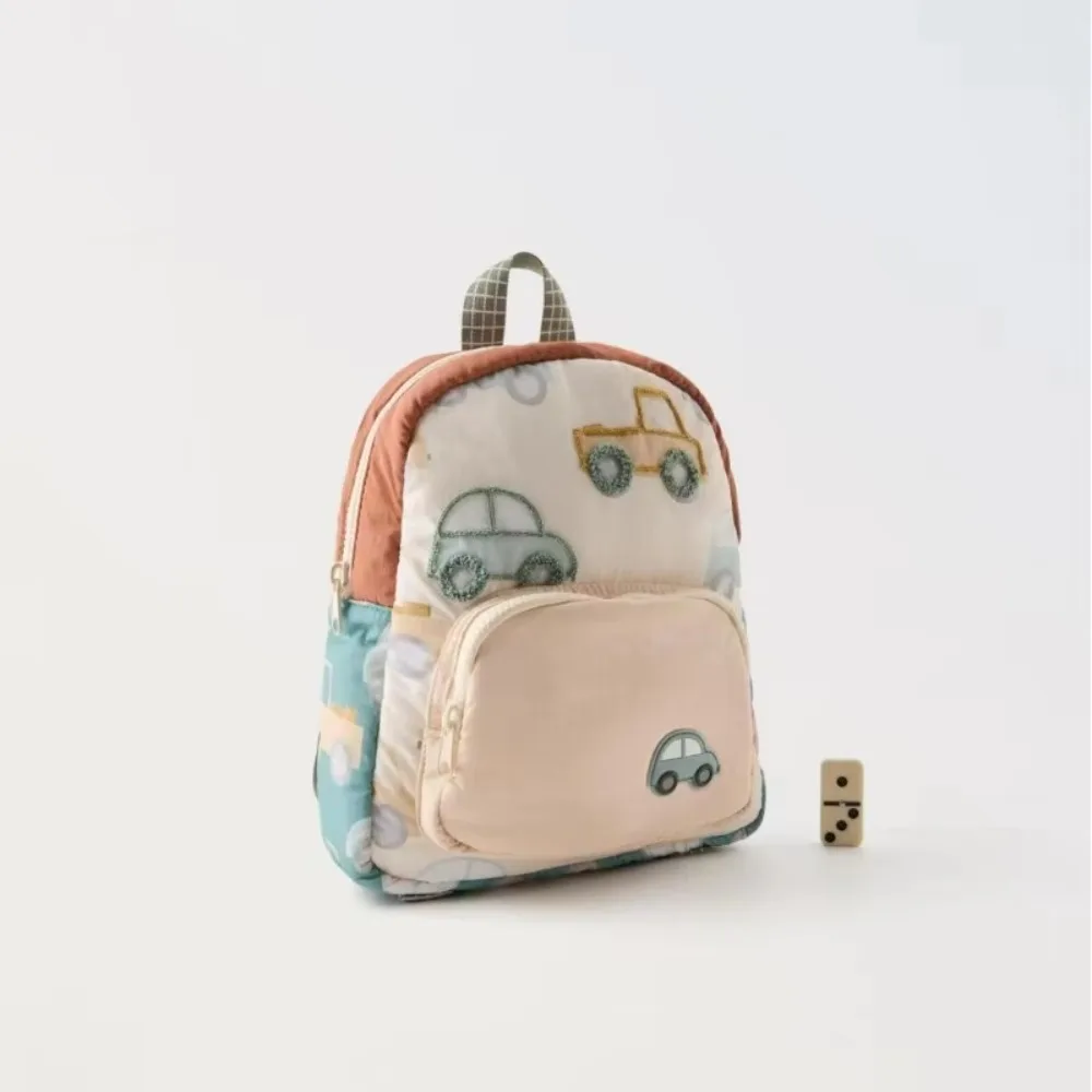 Cartoon Car Embroidery Children's School Backpack Kindergarten Boys and Girls School Bags Multifunctional Lightweight Backpack 4