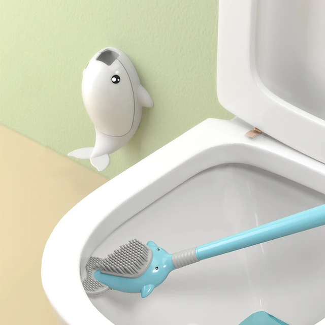 Wikhostar Bálna Rajzfilm Wc Kefe Vízszivárgás Igazolás Alap Szilikon Lapos Fej Rugalmas Puha Sörték Fürdőszoba - Image 4