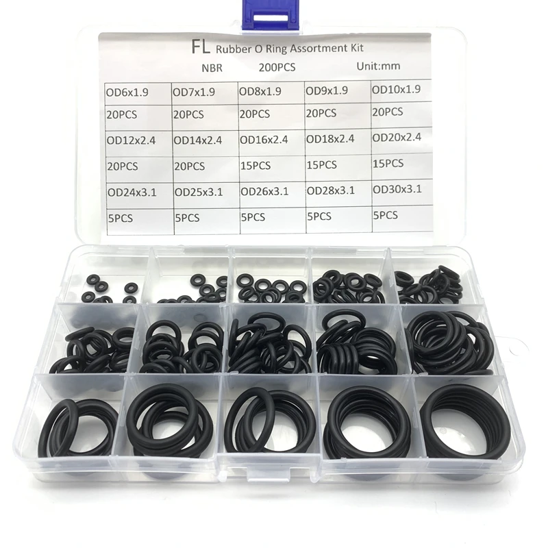 O Rings VMQ NBR FKM 1.5/1.8/1.9/2.4/3.1mm Sealing Gaskets O-Ring Silicone Washer Rubber Oring Set Assortment Kit Set Box Ring
