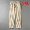 Linen Pants Men Plus Size 9XL 8XL Pants Summer Linen Trousers Male Fashion Casual Solid Color Pants Big Size 8XL 9XL 1