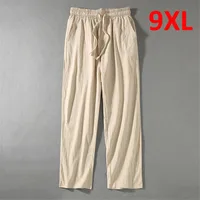 Linen Pants Men Plus Size 9XL 8XL Pants Summer Linen Trousers Male Fashion Casual Solid Color Pants Big Size 8XL 9XL 1